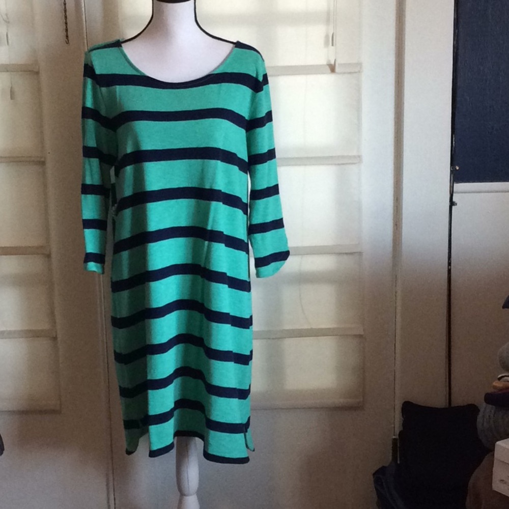 GAP Green and Navy Striped Midi Dress